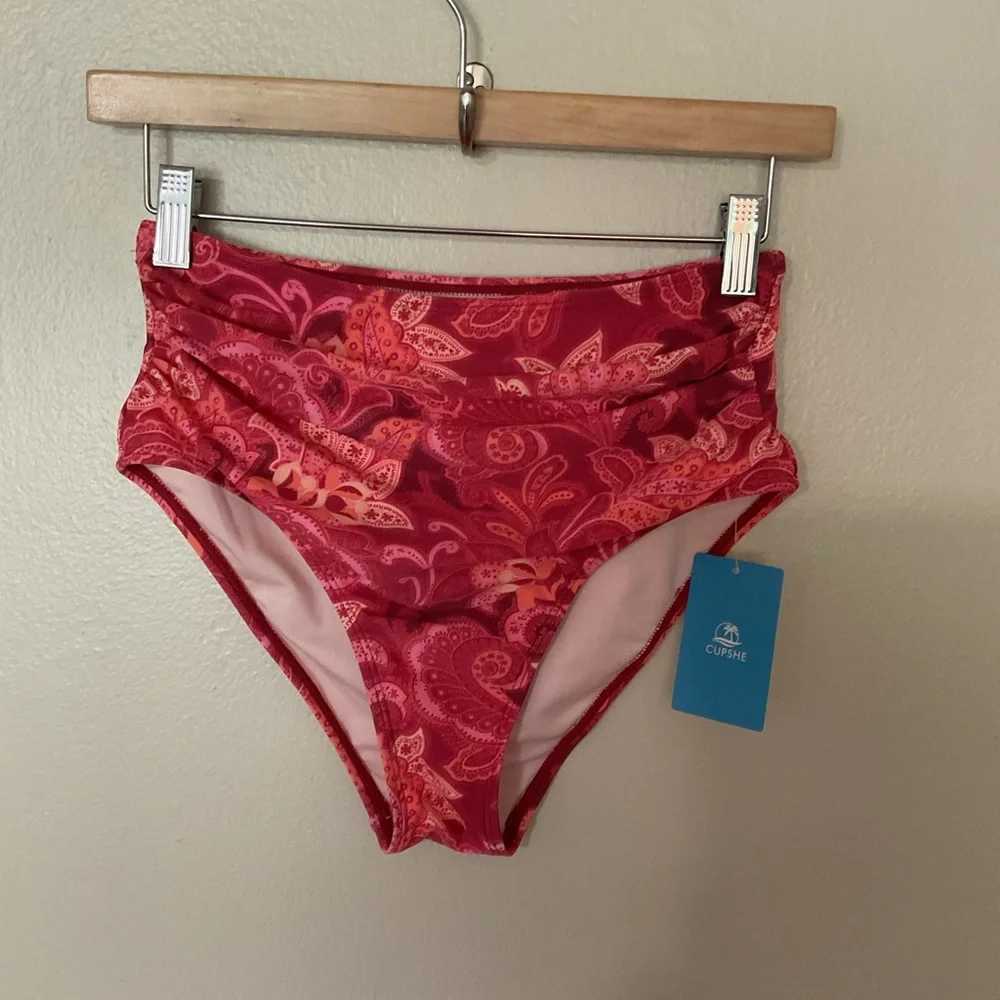 NEW‎ Cupshe Pink and Orange Paisley Bikini Bottom
